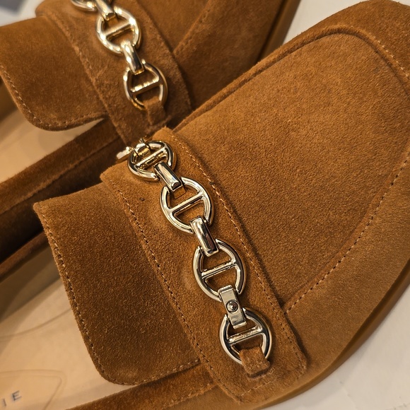 ALEX MARIE 4 FEATURE Technology Brown Suede Leather Heel loafer Chain New 9 1/2 - Picture 4 of 10